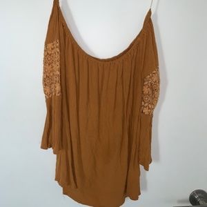 S Indulge Yellow Off the Shoulder Bell Sleeve Top